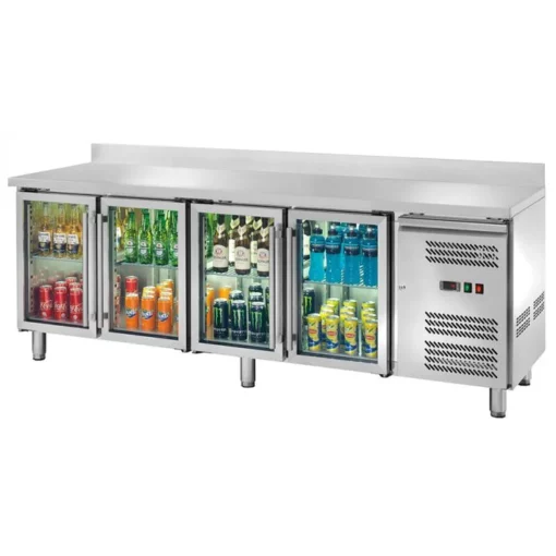 Banco refrigerato ventilato GN1/1 con porte a vetri e alzatina AK4204TNG